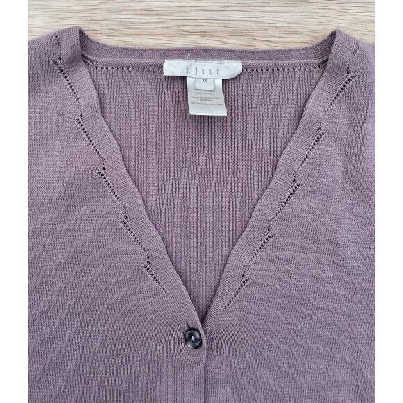 J. Jill Sweater V-Neck Button Down Knit Cardigan Sweater Women's Violet XL‎ - Picture 3 of 5